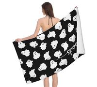 Newhomestyle Cute Ghost Beach Towel, Spooky Quick Dry Absorbent Bath Towel, Black and White Thin Lightweight Pool Towel for Travel Yoga Swim Spa - 77X153cm/ 30x60 Inch