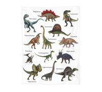 Newhomestyle Dinosaur Throw Blanket for Boys & Children, Soft and Warm Dino Flannel Blanket, Lightweight Cozy Fleece Blankets for Bed Sofa Couch (Stegosaurus, Dimetrodon, Velociraptor) - 100X125 cm