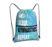 Newhomestyle Drawstring Backpack Eat Sleep Gymnastics Repeat, Gym Waterproof String Bag, Outdoor Beach Drawstring Bag, Lightweight Sports Drawstring Sackpack for Women Men