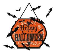 NEWHOMESTYLE Halloween Door Hanging Tag Lovely Decor, Handle Wall window door Sign for Home Bar Shop Halloween Party Decorations Prop (Orange)