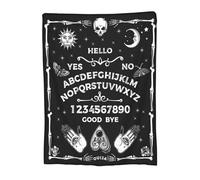 Newhomestyle Ouija Gothic Witchy Blanket, Goth Birthday Gifts for Women/Aldult, Halloween Christmas Decorations, Goth Skeleton Skull Spooky Gifts, Soft Cozy Lightweight Flannel Blanket 150X200 cm