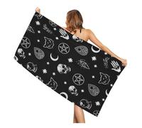 Newhomestyle Skull Cat Moon Gothic Beach Towel, Absorbent Quick Dry Sand Free Bath Towel, Oversized Microfiber Towel for Womens Mens Travel Camping Gym Pool Swim 77X153cm/ 30x60 Inch