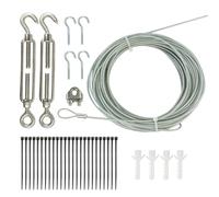 Newhouse Lighting STRINGKIT2 Stainless Steel Hanging/Suspension Kit with Vinyl Coated Wire for Outdoor Patio Lights up to 48 ft. Includes Turnbuckle and Hooks