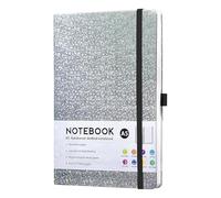 newhsy Journal Notebook A5 PU Cover 190 Pages Hardback Notebook for Writing Lined Journal for Women Men Thick Paper No Bleed Notepad for Office School Travel Supplies Star Laser Style (Black)