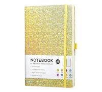 newhsy Journal Notebook A5 PU Cover 190 Pages Hardback Notebook for Writing Lined Journal for Women Men Thick Paper No Bleed Notepad for Office School Travel Supplies Star Laser Style (Yellow)