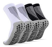 NEWIROVE Kids Grip Socks Boys Football Socks Anti Slip Socks Kids Breathable Sports Socks Children Non Slip Socks for Boys Girls Basketball Running Hiking,White+Black,3 Pair M