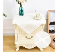 NEWISHER Farmhouse Embroidered Plaid Tablecloth Lattice Fabric Bedside Table Cloth Rustic Checkered Small Square End Table Cover Nightstand Tables Tabletop Home Decor 24 x 24 inch