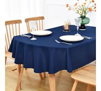 NEWISHER Navy Blue Oval Tablecloth - 153x215 cm (60x84 inch) - Heavy Duty Polyester Fabric Tablecloths, Washable Solid Table Cover for Dining, Kitchen, Home Party, Outdoor Indoor Use