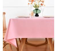 NEWISHER Pink Rectangle Tablecloth - 140x200 cm (55x78 inch) - Heavy Duty Polyester Fabric Tablecloths, Washable Solid Table Cover for Dining, Kitchen, Home Party, Outdoor Indoor Use