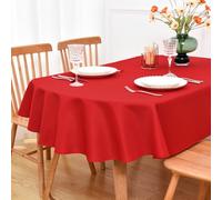 NEWISHER Red Oval Tablecloth - 153x215 cm (60x84 inch) - Heavy Duty Polyester Fabric Tablecloths, Washable Solid Table Cover for Dining, Kitchen, Home Party, Outdoor Indoor Use