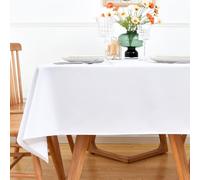 NEWISHER White Rectangle Tablecloth - 140x200 cm (55x78 inch) - Heavy Duty Polyester Fabric Tablecloths, Washable Solid Table Cover for Dining, Kitchen, Home Party, Outdoor Indoor Use