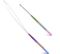 NEWISHTOOL Stainless Steel Hair Extension Tool Kit, Loop Needle Pulling Hook Tool and Threader Wire Beads Device Tool for Hair, Micro Links Hair Kit for Silicone Beads, Feathers Hair Extension Styling