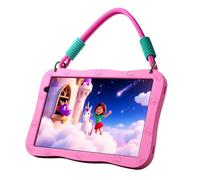 NEWISION 10 inch Kids Tablet,Android 15 Educational Learning Pad with Lanyard,32GB Storage,HD IPS Display,WiFi,Dual Camera,Parental Control,6000mAh Battery,Pink