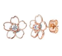 NEWITIN Pink Flower Earrings for Women Hypoallergenic Earring Cute Floral Ear Studs Cherry Blossom Flower Stud Earrings for Women, S, Metal, Cubic Zirconia