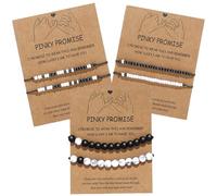 NEWITIN Pinky Promise Matching Bracelets for Couples I Love You Morse Code Bracelet Adjustable Cord Beaded Bracelet for Soul Partner Long Distance Relationship Holiday Gift
