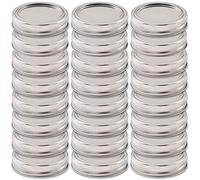 Newk 24 Sets Regular Mouth Mason and Rings, Reusable Metal Mason Jar Canning with Silicone Gasket Lids Fits Ball, Kerr & More Jars(24 Lids&24 Rings, 70mm/ 2.75", Silver)