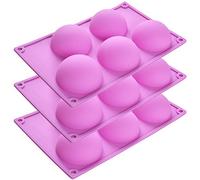 Newk 5 Holes Semi Sphere Silicone Mold, 3 Packs 5-Cavity Half Sphere Mold for Making Chocolate Bomb, Cake, Jelly, Pudding, Dome Mousse - Purple