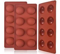 Newk 8 Holes Half Sphere Silicone Mold, 3 Packs 8-Cavity Half Sphere Mold for Making Chocolate Bomb, Cakes, Jelly, Pudding, Dome Mousse