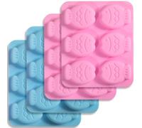 Newk Fish-Shaped Silicone Molds for Cookies, Chocolates, Candy, and Ice Cubes - Cute Design, 2 Blue and 2 Pink, Perfect for DIY Baking and Crafts (Pack of 4)