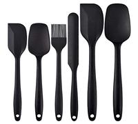 Newk Heat Resistant Silicone Spatula Set, 6-Piece Set, Nonstick Rubber Spatula Kitchen Utensils with Stainless Steel Core for Cooking, Baking, and Mixing, Dishwasher Safe Bakeware, Black