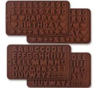 Newk Letter and Number Chocolate Silicone Molds, 4 Packs Silicone Molds for Birthday Cake Decorations Symbols