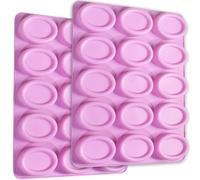 Newk Oval Silicone Mold, 2 Packs 15-Cavity Non-Stick Silicone Molds for Cake Pops, Soap, Chocolate, Cookies, Bath Bombs, Cheesecakes