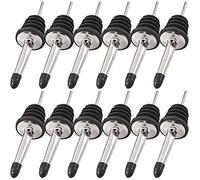 Newk Stainless Steel Pourers, 12 Pack Classic Bottle Pourers Tapered Spout with Rubber Dust Caps, Suitable for Pours Liquor, Vinegar, Syrup or Olive Oils