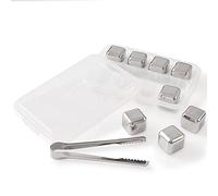 Newk Stainless Steel Reusable Ice Cubes Stones, 8PCS Ice Cubes Set with Head Tongs and Ice Cube Trays(Set of 8)