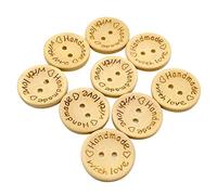 Newkeen 100 Pcs Handmade with Love Buttons, 20mm Natural Wooden Button Sewing Scrapbooking DIY Craft