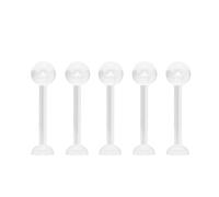 NewkeepsR 14G × 14mm Bioplast Flexible Clear Flat Back Tongue Ring Retainer