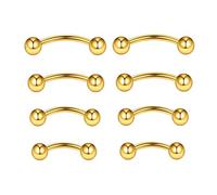 NewkeepsR 18G/16G/14G Implant Grade Titanium Bent Curved Barbell Banana Rook Front Helix Eyebrow Rings Vertical Labret Piercing, 8mm, 10mm, 12mm, Metal, no gemstone