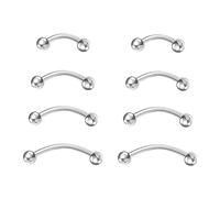 NewkeepsR 18G/16G Implant Grade Titanium Bent Curved Barbell Banana Rook Front Helix Eyebrow Rings Piercing, no gemstone, 4 Pairs:18g-Plain balls, US-T-EYSA-006P