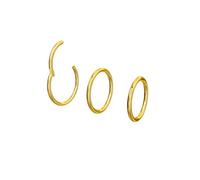 NewkeepsR 3PC-20g×7/8/9mm Steel Gold Hinged Clicker Nose Hoop Helix Rings