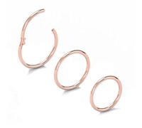 NewkeepsR 3PC-20g×8/9/10mm Rose Gold Hinged Clicker Nose Hoop Helix Rings
