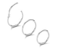NewkeepsR 3PCS-20g×7/8/9mm Surgical Steel Clip Nose Ring, 20 Gauge Cartilage Full Hoop Earrings for Men and Women,Snap Hinged Clicker Seamless Silver Sleeper Earrings Piercing