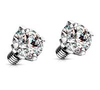 NewkeepsR Steel 1 Pair-Prong Setting Clear CZ Micro Dermal Anchor Piercing Retainer Top, Crystal Body Face Surface Microdermal Jewellery Replacement Head Ø3mm
