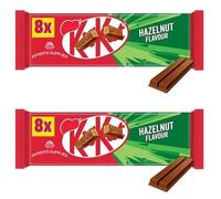 NewKit Kat 2 Finger Milk, Caramel, Hazelonut, Orange, Dark & White Chocolate Biscuit Bar 8 Pack Multipack 165.6g | Delicious Treats | Perfect Snack Size (x2, Hazelnut Flavour Chocolate)