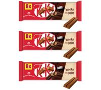 NewKit Kat 2 Finger Milk, Caramel, Hazelonut, Orange, Dark & White Chocolate Biscuit Bar 8 Pack Multipack 165.6g | Delicious Treats | Perfect Snack Size (x3, Dark Chocolate)