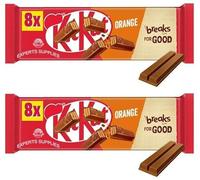 NewKit Kat 2 Finger Milk, Caramel, Hazelonut, Orange, Dark & White Chocolate Biscuit Bar 8 Pack Multipack 165.6g | Delicious Treats | Perfect Snack Size (x2, Orange Flavour Chocolate)