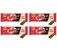 NewKit Kat 2 Finger Milk, Caramel, Hazelonut, Orange, Dark & White Chocolate Biscuit Bar 8 Pack Multipack 165.6g | Delicious Treats | Perfect Snack Size (x4, Dark Chocolate)