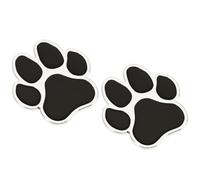 NewL 2PCS 3D Metal Cat Dog Paw Print Emblems, Aluminum Alloy Electroplated Car Stickers, Universal for Car Truck SUV Motorcycle Interior Exterior Decoration (Silver-Black)