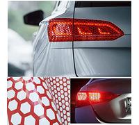 NewL 2Pcs Honeycomb Shape Car Headlight Tailight Cut-out Hollow Film Grid Side Shield Wrap Film Decals (Red, 30cm x 48cm)