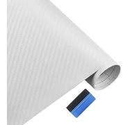NewL 3D Carbon Fiber Vinyl Wrap Roll with Air Release Bubble Free Adhesive Film Contain Installation Tools (White, 45cm x 150cm)