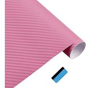 NewL 3D Carbon Fiber Vinyl Wrap Roll with Air Release Bubble Free Adhesive Film Contain Installation Tools (Pink, 60cm x 150cm)