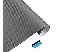 NewL 3D Gray Carbon Fiber Vinyl Wrap Roll with Air Release Bubble Free Adhesive Film Contain Installation Tools (50cm x 150cm)