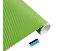 NewL 3D Green Carbon Fiber Vinyl Wrap Roll with Air Release Bubble Free Adhesive Film Contain Installation Tools (100cm x 300cm)