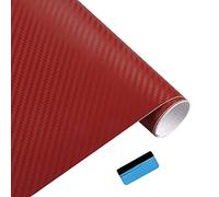 NewL 3D Red Carbon Fiber Vinyl Wrap Roll with Air Release Bubble Free Adhesive Film Contain Installation Tools (100cm x 300cm)