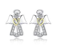 NEWL 925 Sterling Silver Guardian Angel Exquisite Stud Earrings for Women Silver Jewelry Gift