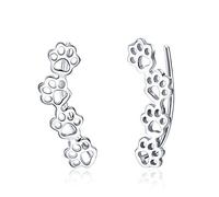 NEWL 925 Sterling Silver Paw Trail Cat And Dog Footprints Stud Earrings for Women Sterling Silver Jewelry
