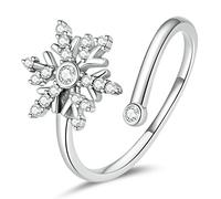 NewL Adjustable Snowflake Rings 925 Sterling Silver Crystal Geometric Finger Rings for Women Luxury Engagement Gift